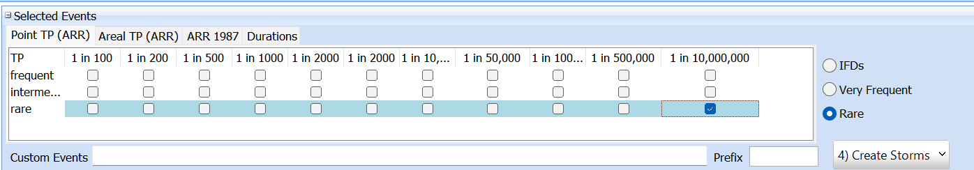 Updated Rare Events Checkboxes