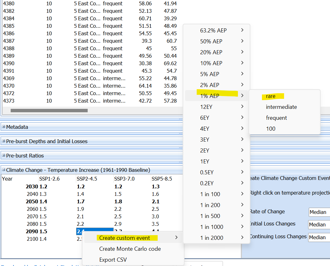 Creating Climate Change Events